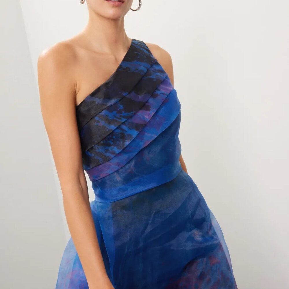 Rene Ruiz Blue Organza Gown, Size 4 - Picture 2 of 16